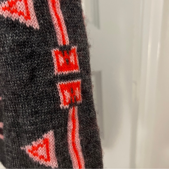 J CREW Abstract Fiar Isle Nordic Sweater M preppy grey red mohair wool blend - Picture 8 of 16